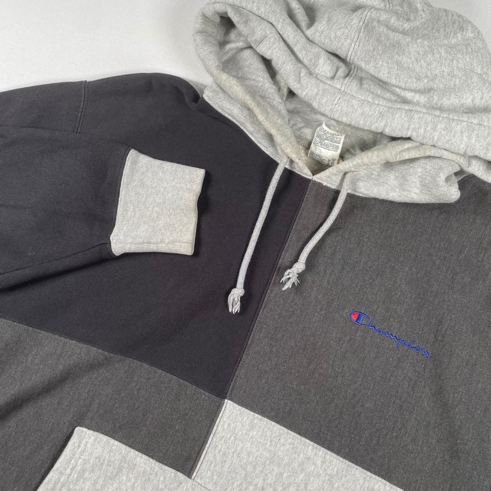 Champion Reverse Weave Colorblock Pullover Hoodie Mens Large Sweatshirt Vintage‎